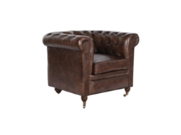 Poltrona Chester em Couro Marrom Escuro, 84x77x77cm