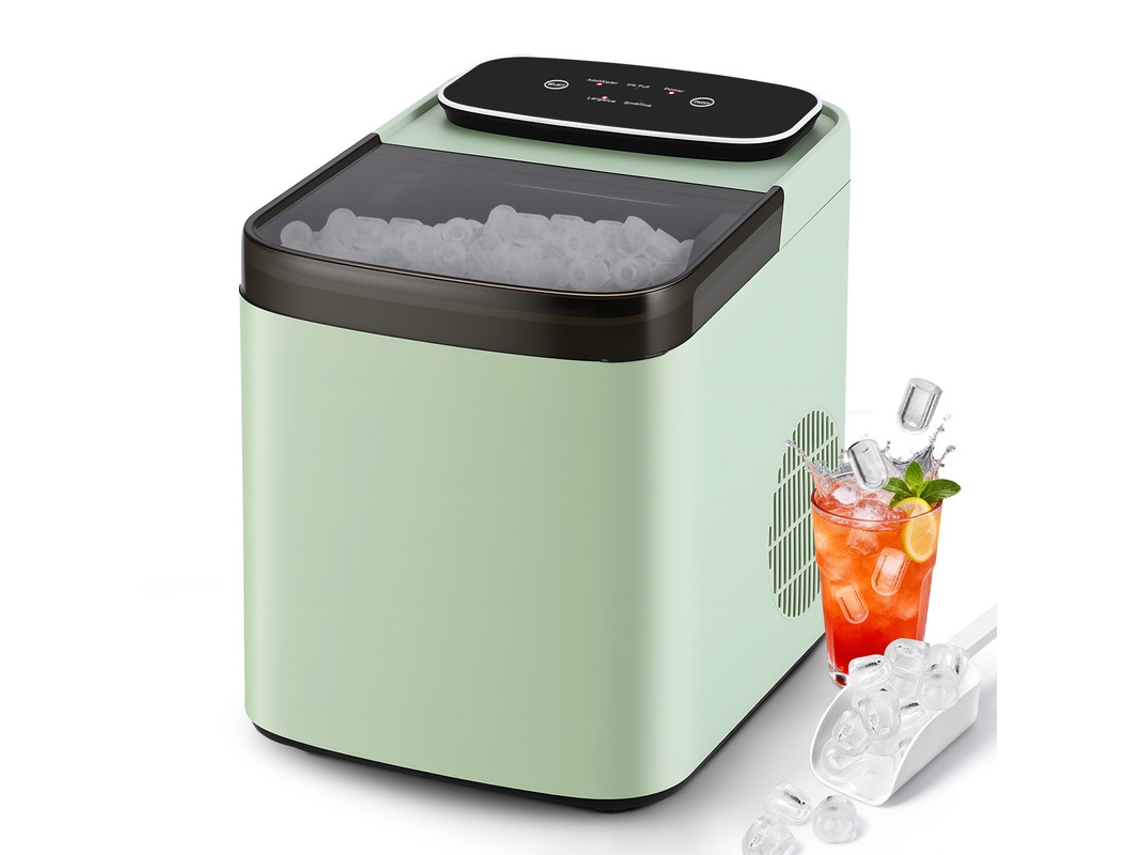 Nettlife Máquina De Gelo Portátil Verde 14kg/24h, Reservatório 1.2 L, 2 Tamanhos De Cubos Com Pá Incluída