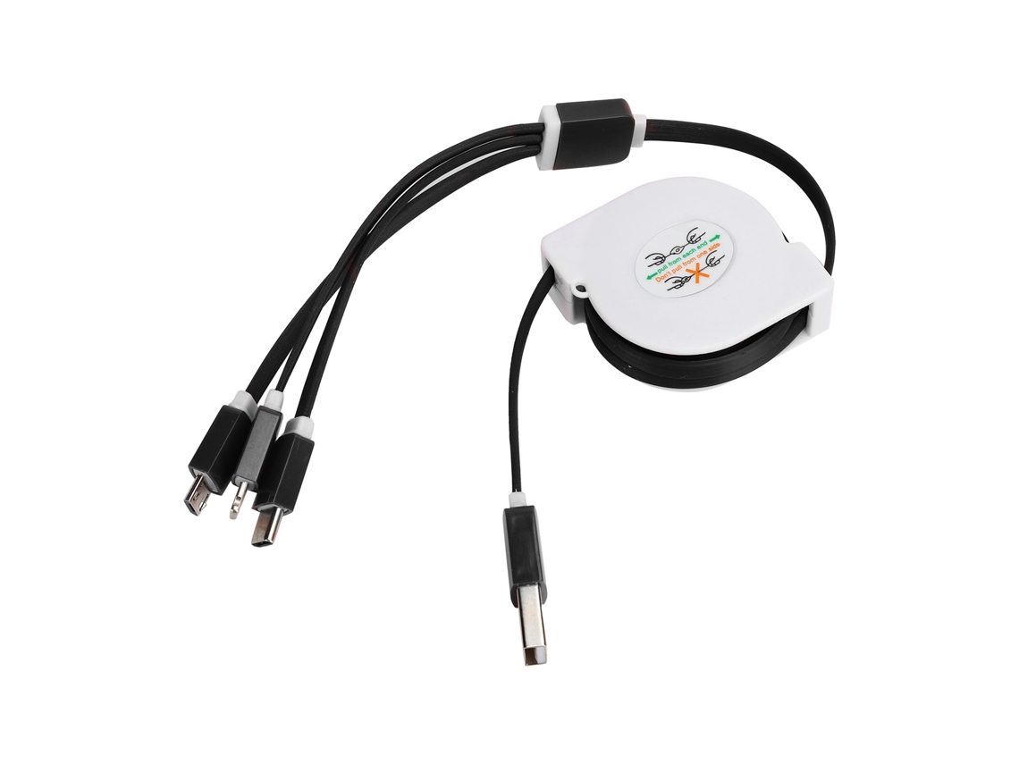 Cabo de Dados Retrátil EOOCOO Três em Um para Carregamento Rápido