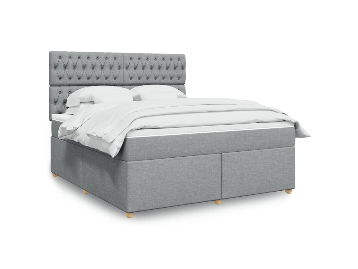 Vidaxl Cama Com Molas/colchão 180x200 Cm Tecido Cinzento-claro