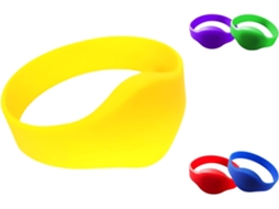 Pulseira de Identificação Juvenil, 55 x 17 mm, 2, 2 x 0, 7 polos, Amarela, Com Proteção RFID, Feita de Silicone Macio, Sem