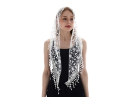 Xale De Renda Espanhola Branca Para Mulheres, Véu Católico, Xale Hijab, Cachecol De Latão, Véu Muçulmano Para Mulheres Slowmoose