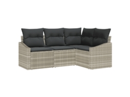 Conjunto 4 Conjunto De Assentos Para Exterior Vidaxl Cinzento-claro Vime Pe (178,5 X 123,5 X 85 Cm)