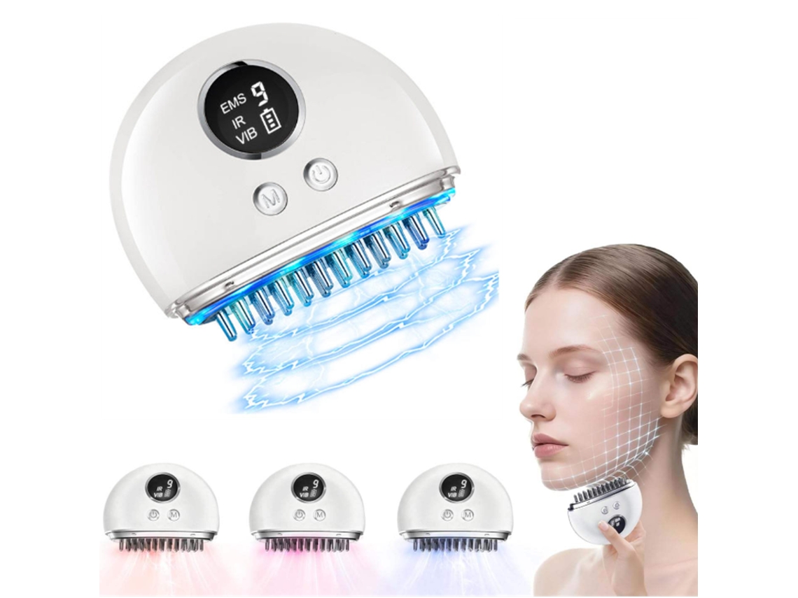 Pente De Massagem Elétrico Para Couro Cabeludo Luz Vermelha Ems Ohpa Dym041 Branco