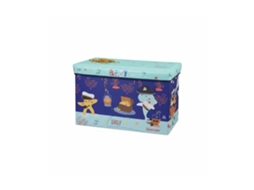 Caixa De Assento Para Crianças Relaxdays, Caixa Dobrável Com Tampa, Desenhos, 50 Litros, Azul Escuro