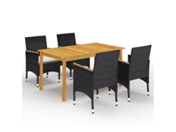 Vidaxl 5 Pcs Conjunto De Jantar Para Jardim Preto