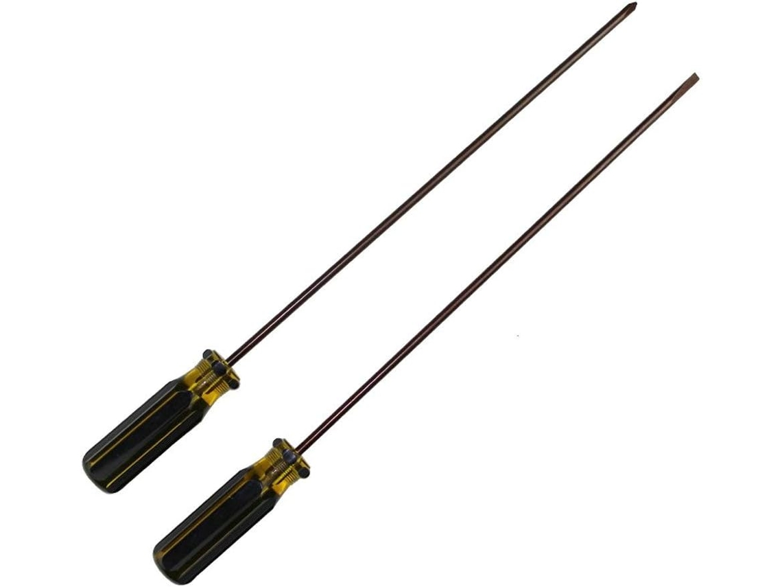 Chave De Fenda Extra Longa De 300 Mm Com Ponta Phillips E Fenda, Pacote Com 2 Unidades, Para Reparos Em Máquinas De Costura E Automóveis
