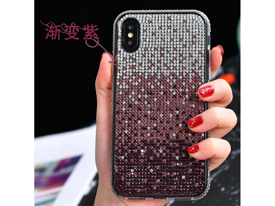 Capa Para Iphone 17 Pro Com Degradê Roxo E Strass, Da Marca Trendy.