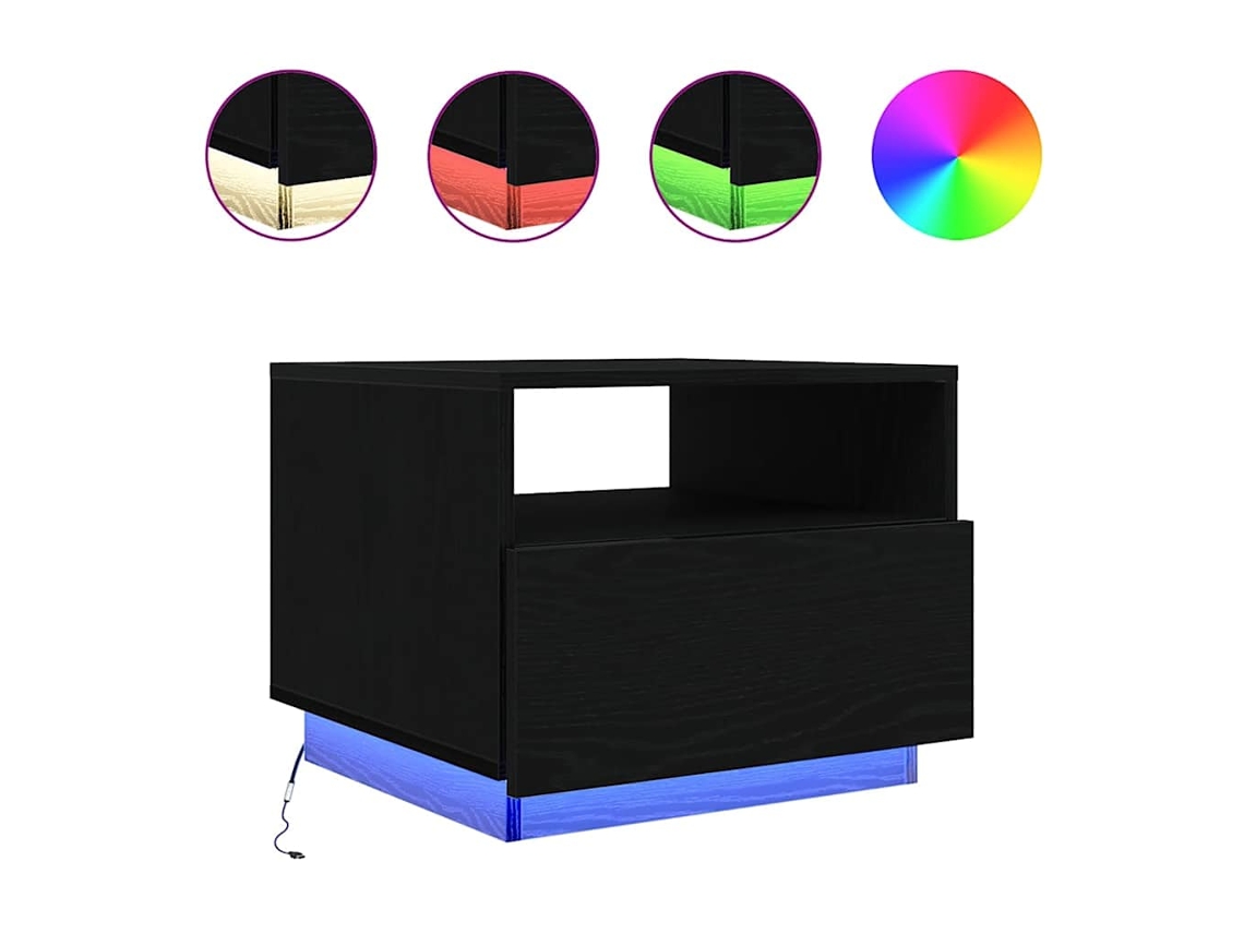 Mesa de Centro com Luzes LED Carvalho Preto 50x49x40 Cm MAISON EXCLUSIVE