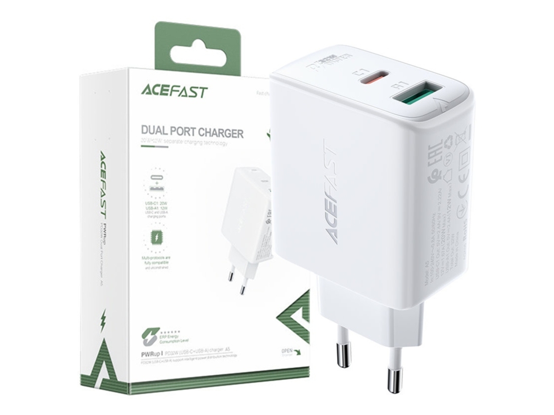 Carregador Usb Tipo C ACEFAST para Smartphones Samsung S21 S22 S23 Pd Qc 3.0 Pps