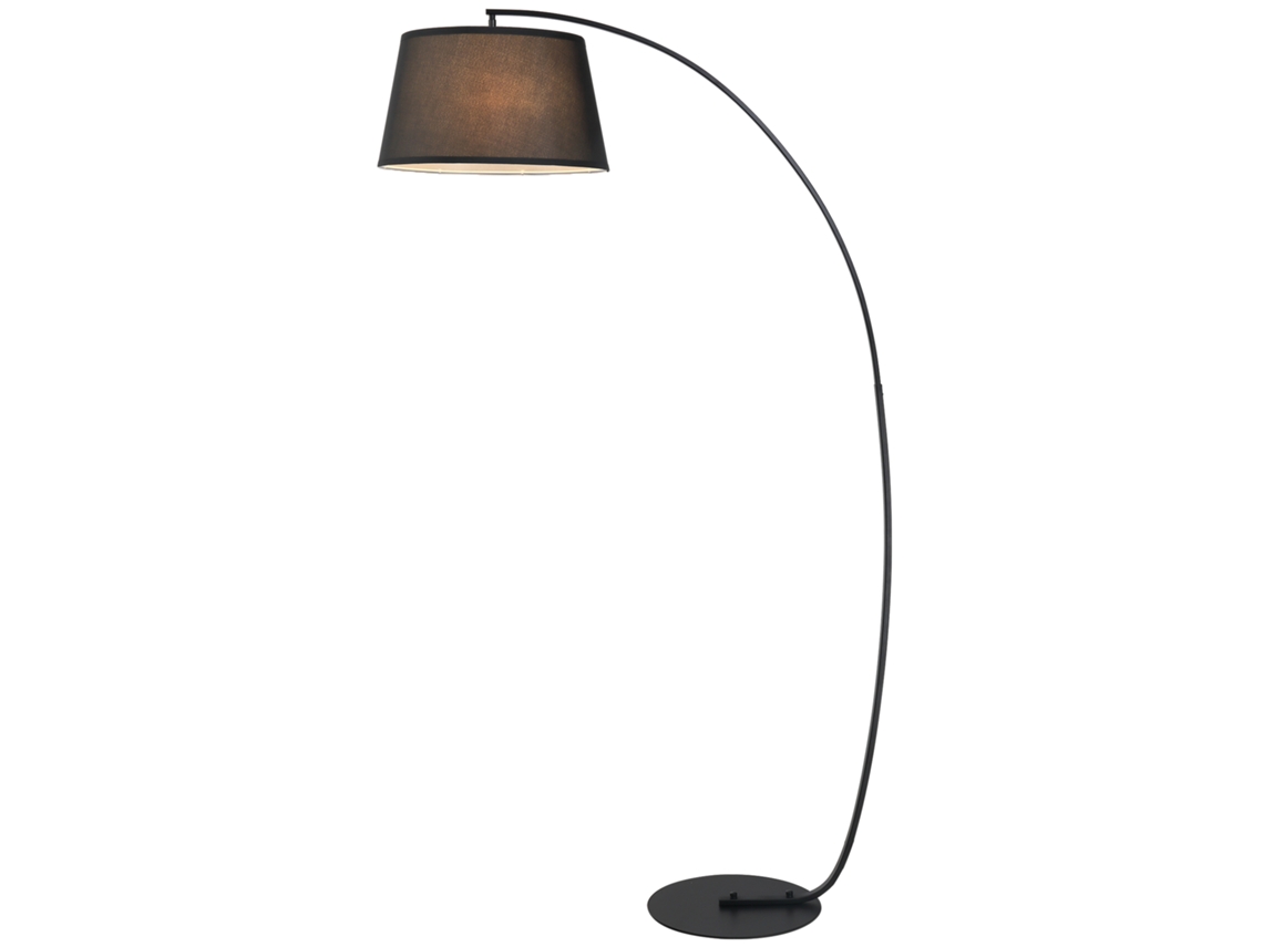 Luminária De Chão Em Arco Com Cúpula De Tecido E Interruptor De Pé, Ø47x105x190cm, Preta