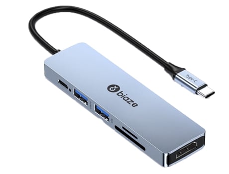 Adaptador BIAZE Hub6 6In1 Type-C a Usb3.0 Usb2.0 Pd60W Sd/Tf Hdmi para Huawei Mate40/P50 S20