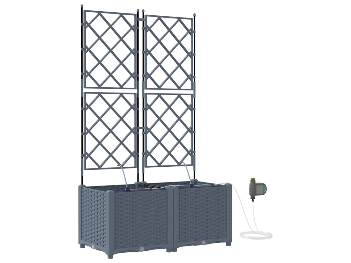 Conjunto 2 Vaso De Jardim Vidaxl Cinzento-claro Polipropileno (80 X 40 X 142 Cm)