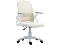 Cadeira Escritório Ergonômica Em Malha Com Apoios Braço Retráteis E Altura Ajustável, Branco