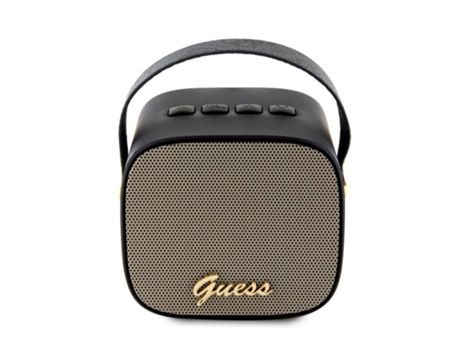 GUESS 5.3 Altifalante Bluetooth Compacto de 5 W com Alça de Transporte em Pele 4G Design Preto