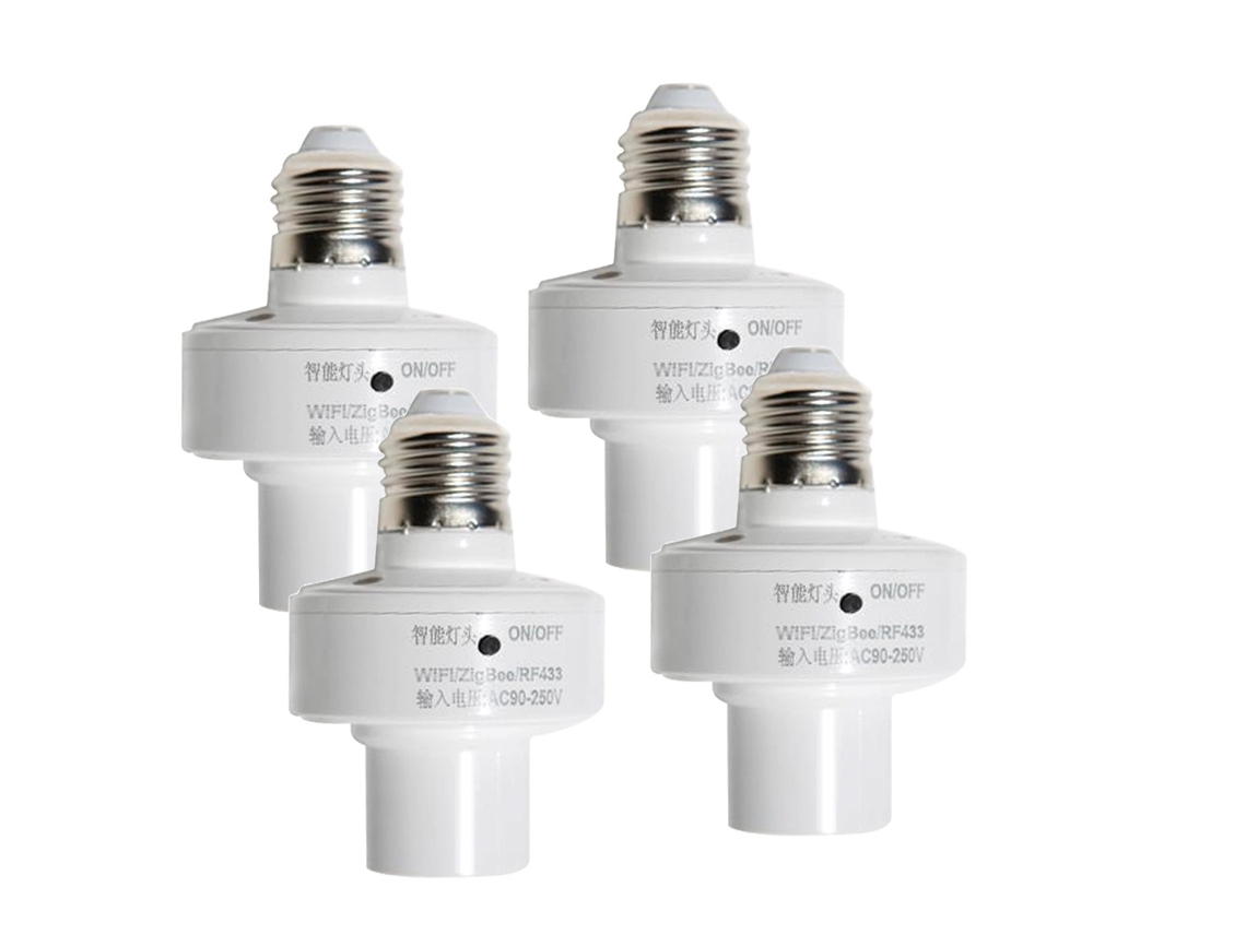 Adaptador de lâmpada inteligente E27 Wi-Fi controle por app e voz grupo 4 pacotes | S/MARCA