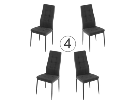 WEHOME Cadeiras de Tecido Milano: Conjunto de 4 Cadeiras de Design Preto