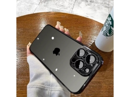 Capa Preta Rígida Eletroplaqueada Ultrafina Com Protetor De Lente Transparente Para Iphone 17.