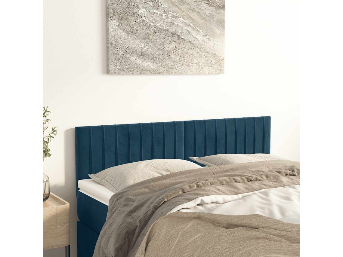 Vidaxl Cabeceiras Azul-escuro 144x5x78/88 Cm Veludo
