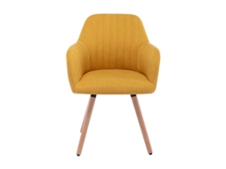 Cadeira Gôndola Eleana VENTE-UNIQUE.PT (Amarelo Mostarda - Tecido e Veludo - 56x58x85 cm)