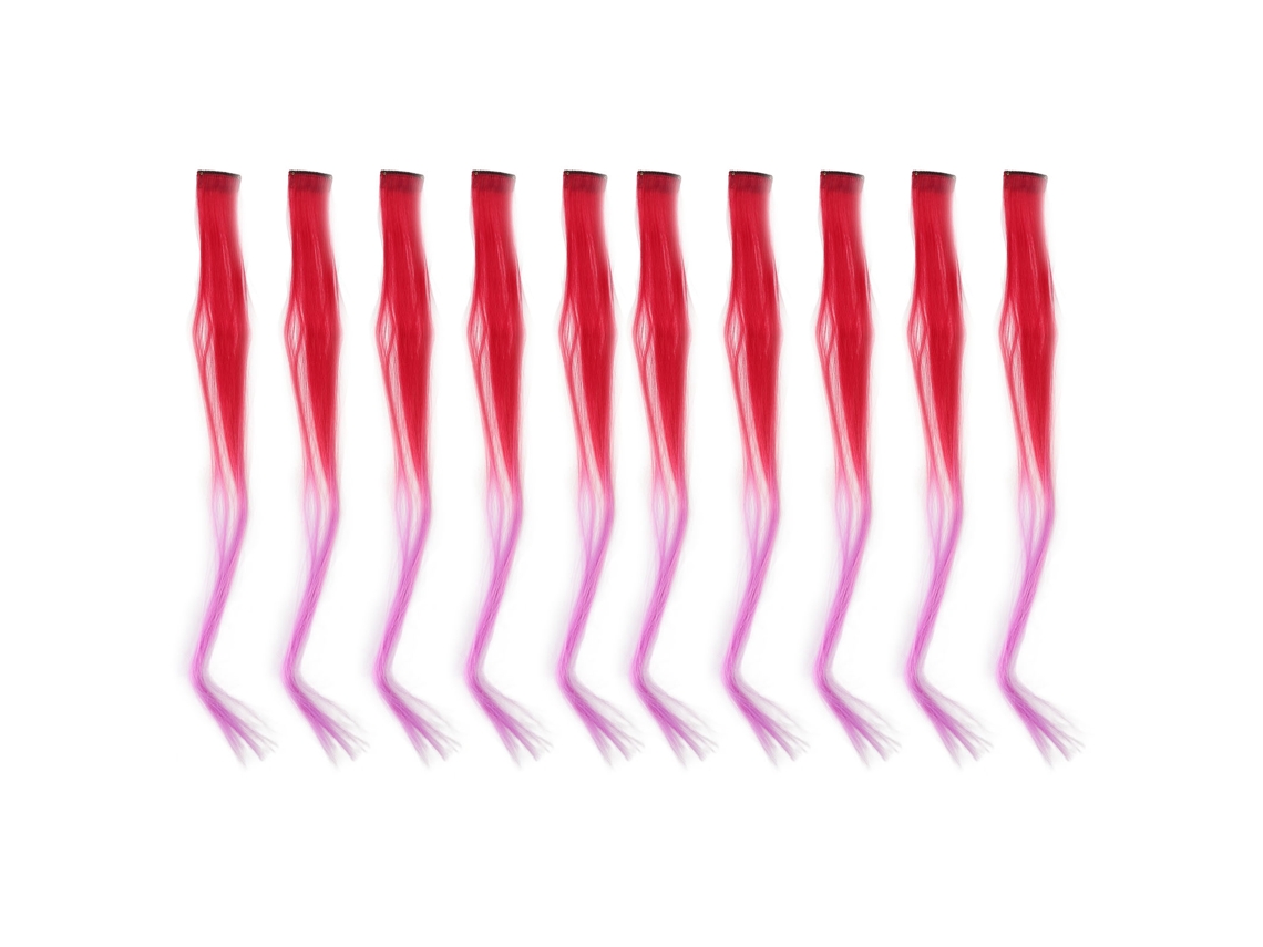 2026 10pcs Extensión de Pelo Clip on Largo Recto Colorido Degradado Rojo Oscuro a Morado para Cosplay Fiesta