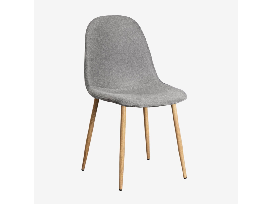 Sklum Glamm Estofada Cadeira De Jantar Poliéster  Madeira Naturallinho Cinza Concretolinho
