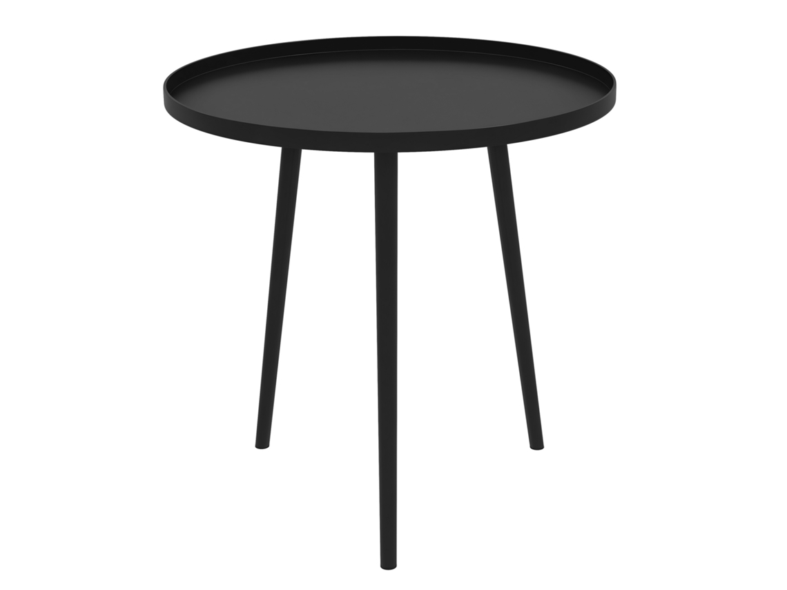 Mesa de centro redonda para jardim com estrutura de aço ZENCORE SERVICES preta Ø40x50 cm