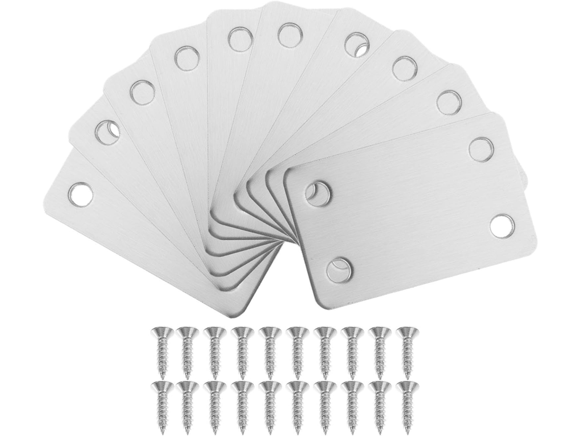 Conjunto De 10 Placas De Reparo Em Aço Inoxidável, Fixação Confiável, Na Cor Prata.