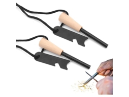 Kit de iniciação de fogo com pederneira, aço magnésio, cabo de madeira, 20.000 faíscas, sobrevivência