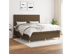 Vidaxl Cama Com Molas/colchão 160x200 Cm Tecido Castanho-escuro