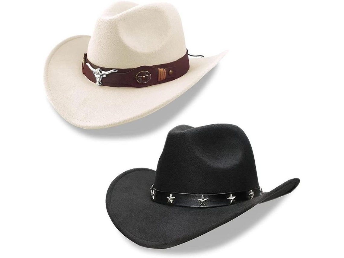 2026-sombrero Vaquero Clásico Para Hombre Y Mujer, Ala Ancha, Estilo Occidental Con Cinturón Ajustable Qvm Negro Beige