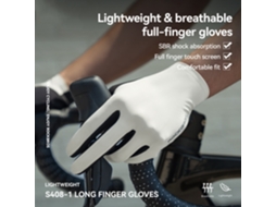 Cinza G Rockbros Luvas Ciclismo Absorção Impacto Tela Toque Almofada Sbr Antiderrapantes Resistentes Desgaste Dedos Inteiros