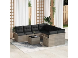 Vidaxl Conjunto De Sofá De Jardim 9 Unid. Cinza Claro E Cinza Escuro