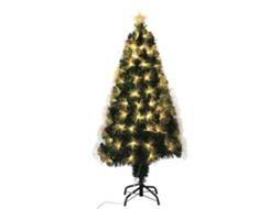 Árvore De Natal De Fibra Óptica Com 130 Luzes Led Brancas Quentes E Estrela.