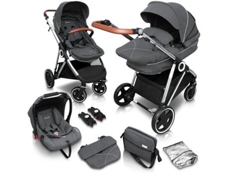 Carrinho De Bebé 3 In 1 Babygo Halime Grey (silver Chassi)