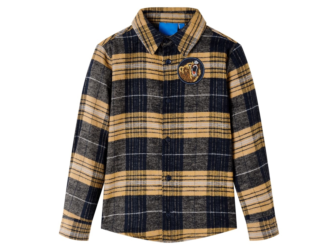 Camisa De Xadrez Para Criança Amarelo E Preto 128