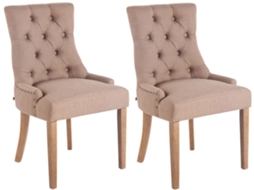 Conjunto de 2 Cadeiras de Jantar em Tecido Aberdeen Taupe/Antigo Claro CLP