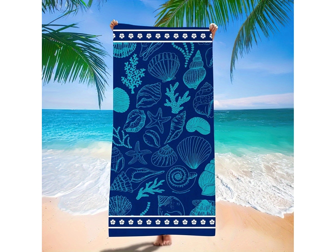 Toalhas De Praia Estampa Em Microfibra Absorvente Para Campismo, Piscina E Viagens.180*90cm Concha Hexinyigjly