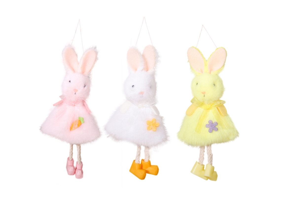 Laxiscreed Conjunto De 3 Pingentes Coelho Pink, Branco E Amarelo Para Acessórios De Moda