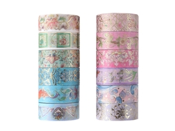 Fita Adesiva Washi, 12 Rolos, De Fita Adesiva De Papel, Linda Fita Washi Macia Scrapbooking, Estética Com Detalhes Em Folha De Ouro