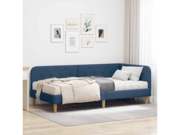 Vidaxl Estrutura De Cama De Canto Azul 100 X 200 Cm Tecido