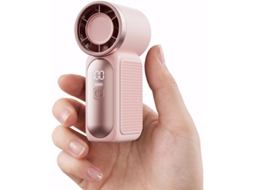Mini ventilador de mão USB, 6 velocidades, visor LED, cordão, rosa, VOLTEDGE