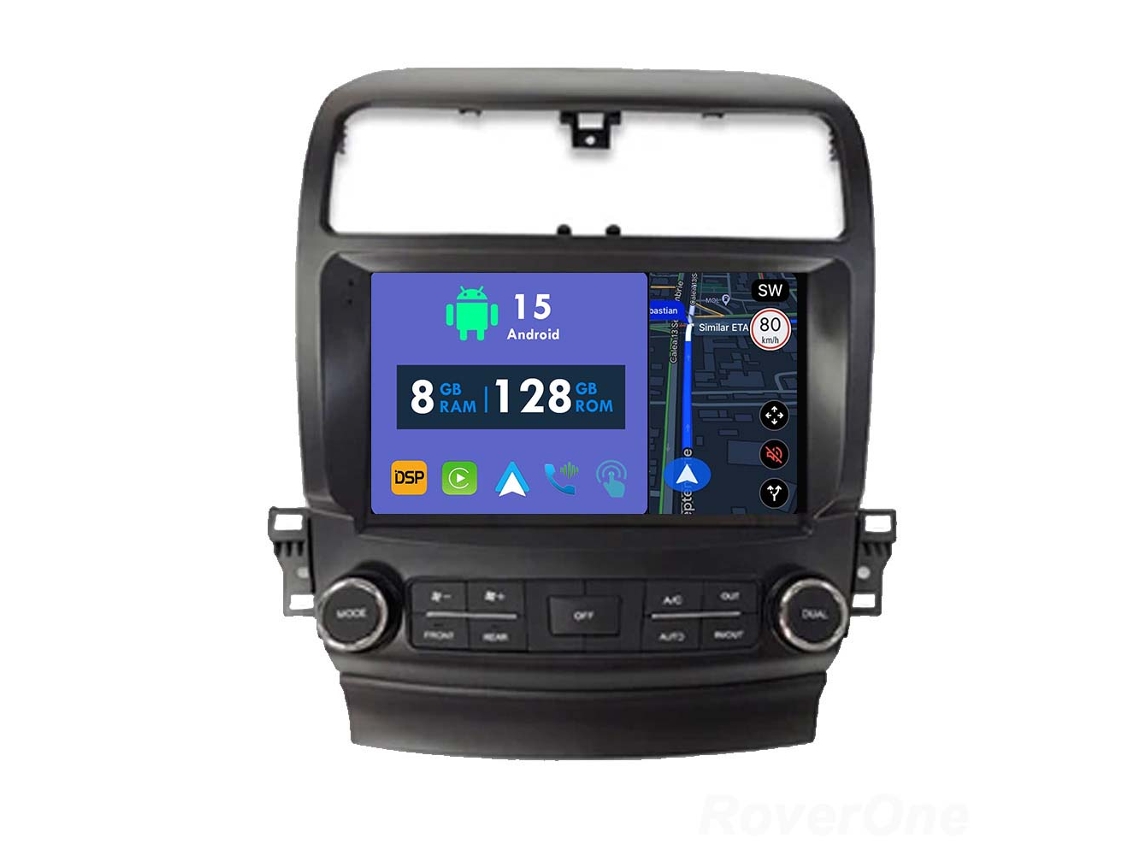Auto Rádio Carro Bluetooth Autoradio 8GB RAM 128G ROM CarPlay Navegação GPS Ecrã Táctil RoverOne para Honda Inspire 4 2003-2007 Acura TSX 2003-2008  