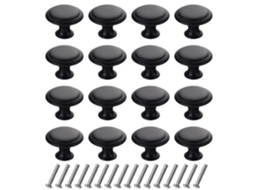Jogo De 16 Puxadores E Botões Redondos Para Móveis De Cozinha,quarto E Cômoda Estilo Cogumelo Com Parafusos Btforus (preto)