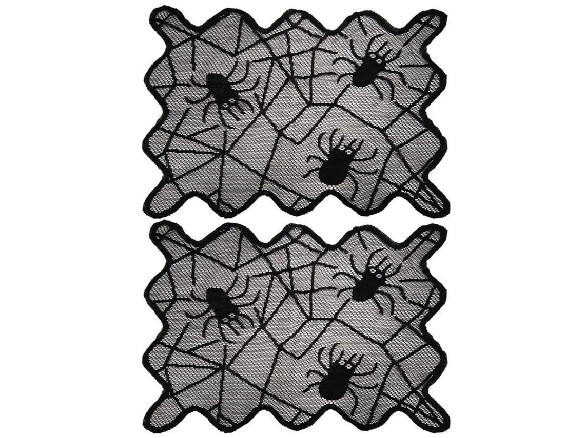 2026-2 Peças De Capas Para Mesa Halloween Teia De Aranha Decoração Para Festa Cozinha Mesa De Jantar 12x18 Polegadas