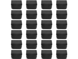 24 Tampas De Extremidade Quadradas Com Nervuras, Em Plástico, 30 Mm,