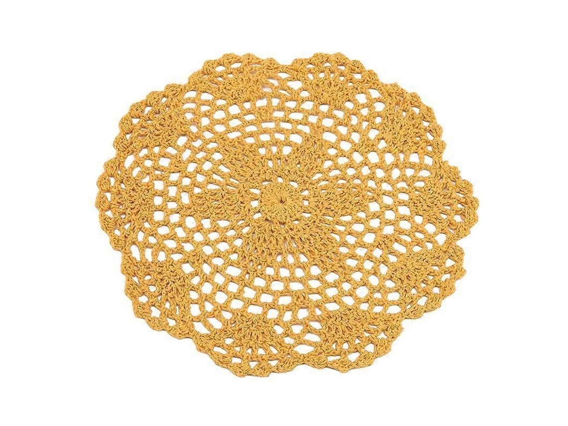 Toalha de Mesa de Crochê Floral em Algodão Redonda 21cm Cor Gengibre | S/MARCA
