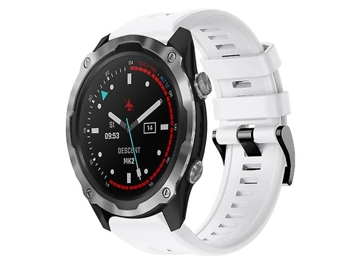 Pulseira De Relógio Lurelia Para Garmin Descent Mk 2 Em Silicone Branca