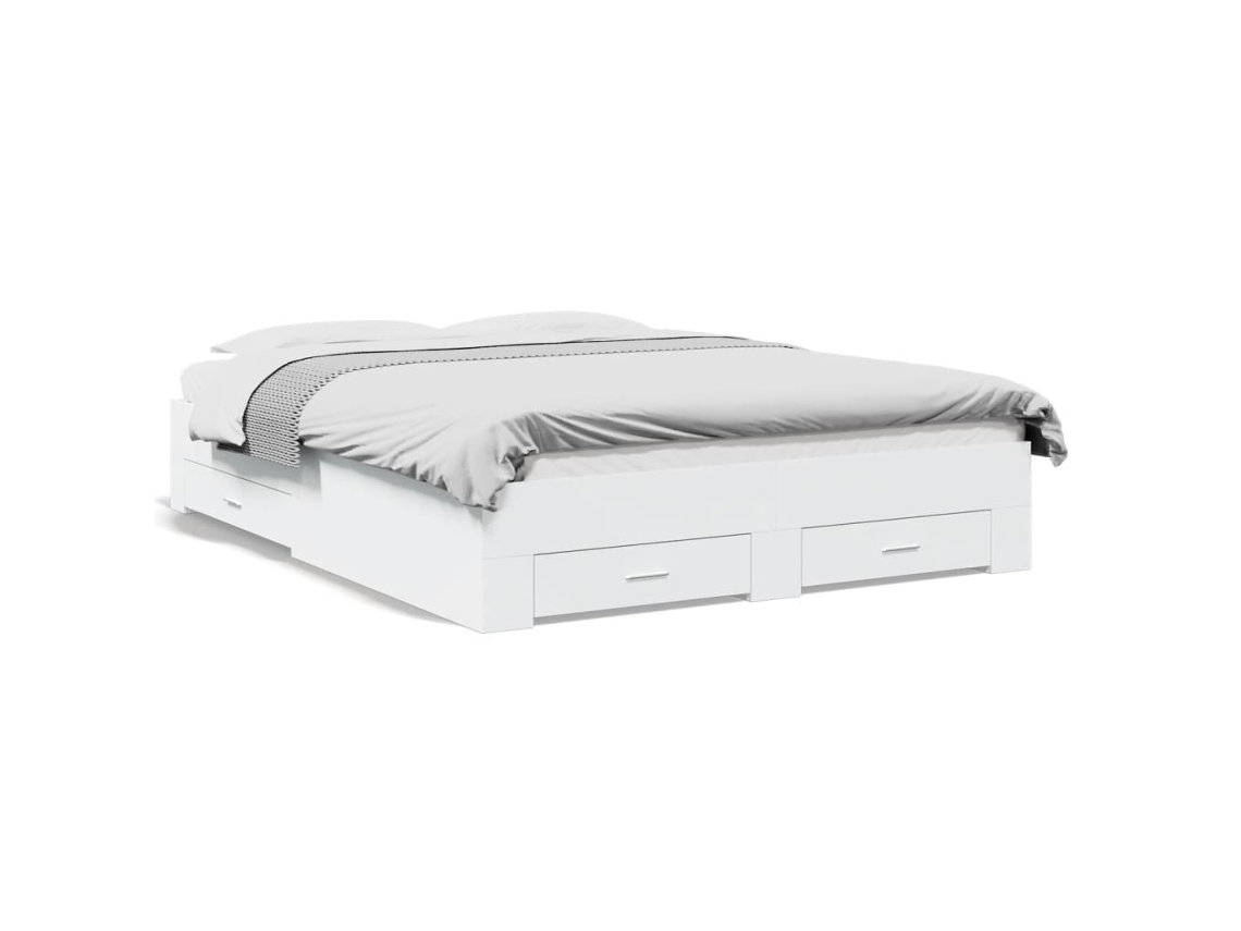 Estrutura de Cama com Gavetas Derivados de Madeira Branco MAISON EXCLUSIVE 160x200 cm
