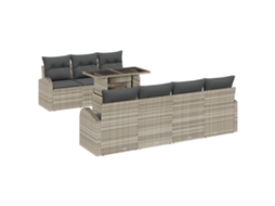 Conjunto 8 Conjunto De Sofá De Jardim Vidaxl Cinzento-claro Vime Pe (234 X 179 X 85 Cm)